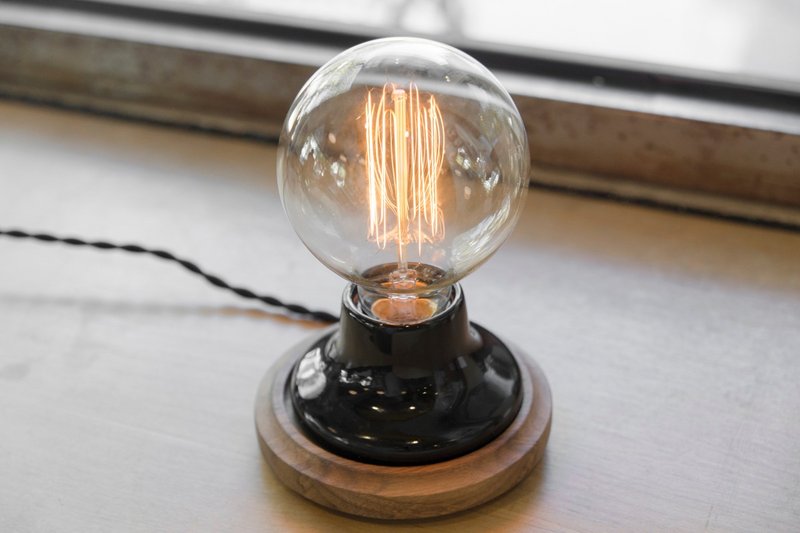 - Jin Space Design - Black Umbrella Style Lamp Holder Set - Ball Tungsten Light Bulb
