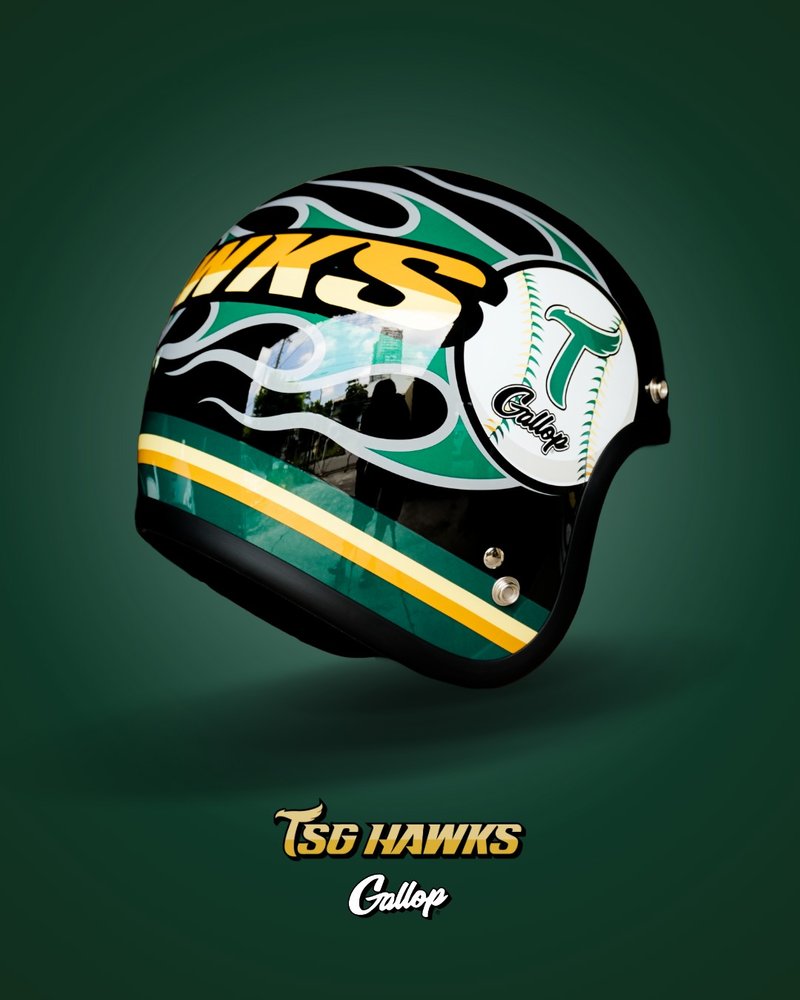 GALLOP X 台鋼雄鷹TSG HAWKS 聯名安全帽 3/4半罩安全帽 黑色 - 安全帽 - 其他材質 黑色