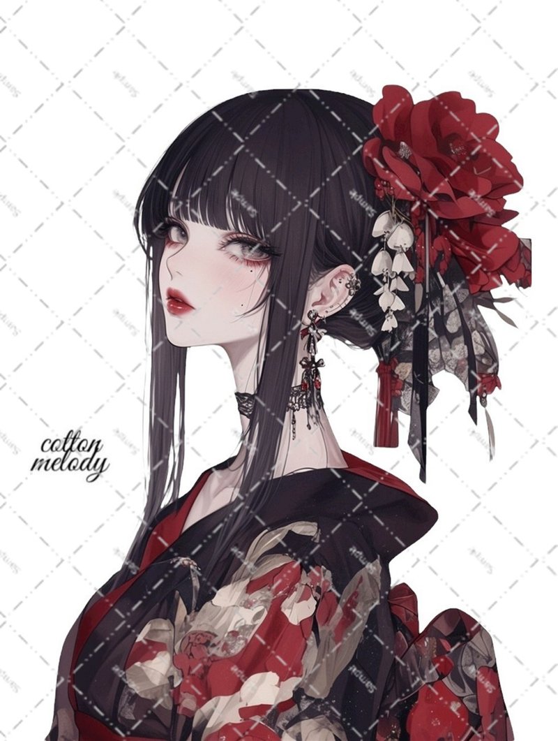 original sticker no.7173 人物ステッカー オリジナルステッカー 人物ステッカー 女の子ステッカー オリジナル人物ステッカー - 貼紙 - 紙