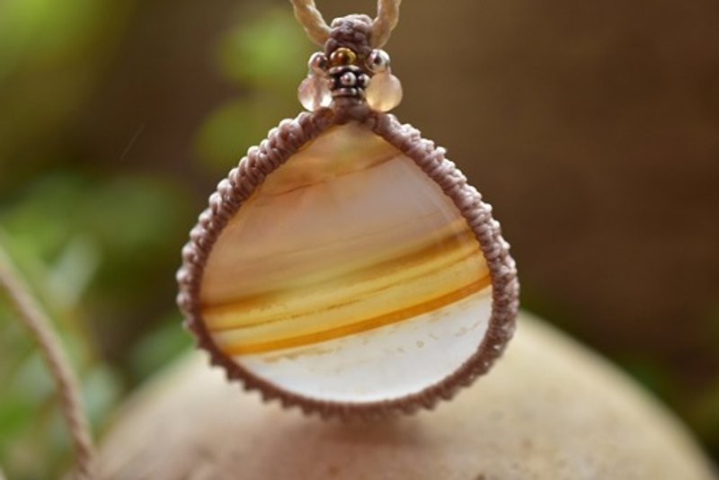 紅葉グラデーション★アゲート マクラメペンダント681 - 項鍊 - 寶石