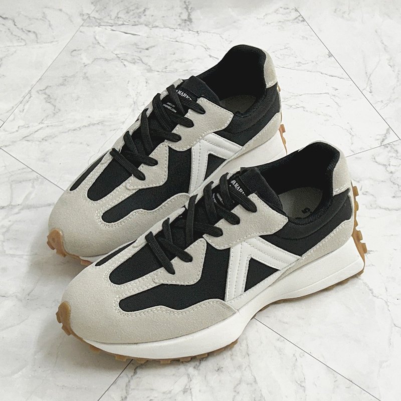 麂皮拼接帆布休閒鞋-黑/綠/杏 1CK110 - 女休閒鞋/帆布鞋 - 其他材質 黑色