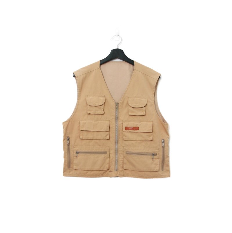 Back to Green-經典釣魚背心 拉鍊卡其 多口袋 v-20/vintage vest - 男背心 - 棉.麻