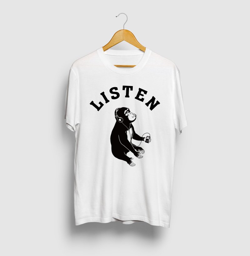 LISTEN Music Monkey Monkey Animal Illustration Arch Logo T-shirt