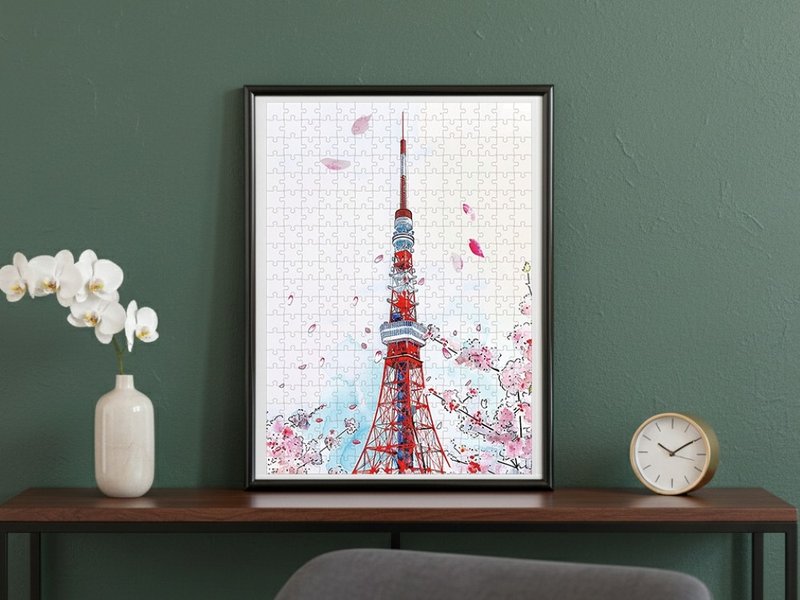 日本製手工拼圖・東京鐵塔・日本風景・送禮、擺設 - 卡片/明信片 - 紙