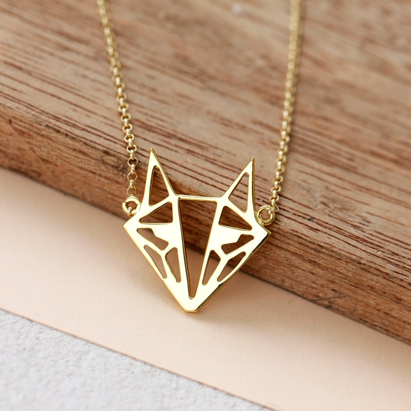 Fox Necklace in Brass with 14k Yellow Gold