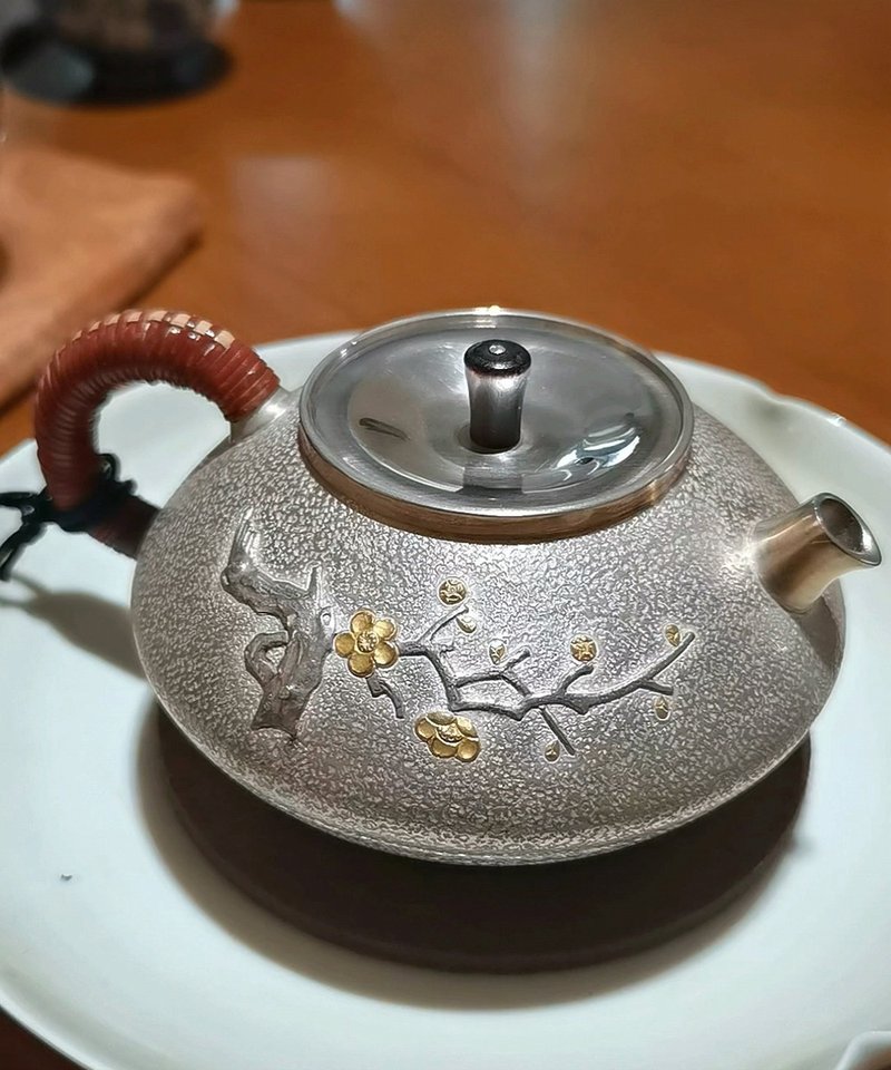 尚幀品大師系列 寸彥同大師手造 一枝清氣 純銀壺 銀茶壺 180cc - 茶壺/茶杯/茶具 - 純銀