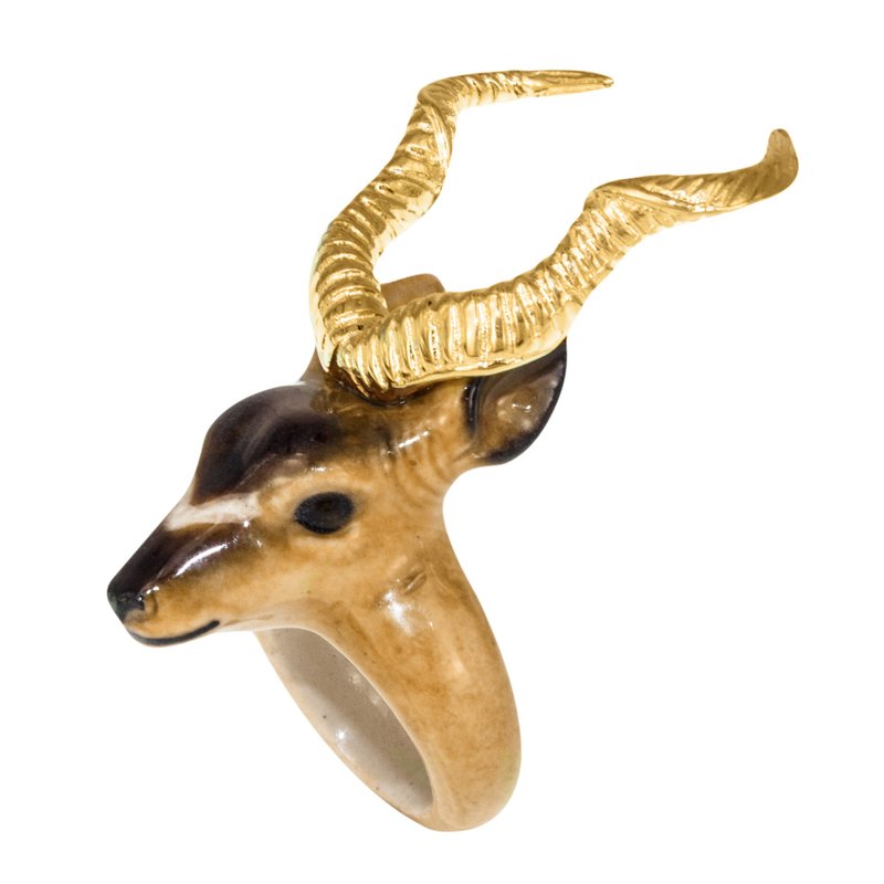 Kudu bull porcelain Ring (Size M) Christmas gifts