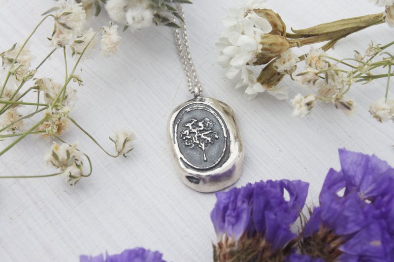Tree Conventions tree ﹝ ﹞ style hand-rubbing Silver Necklace