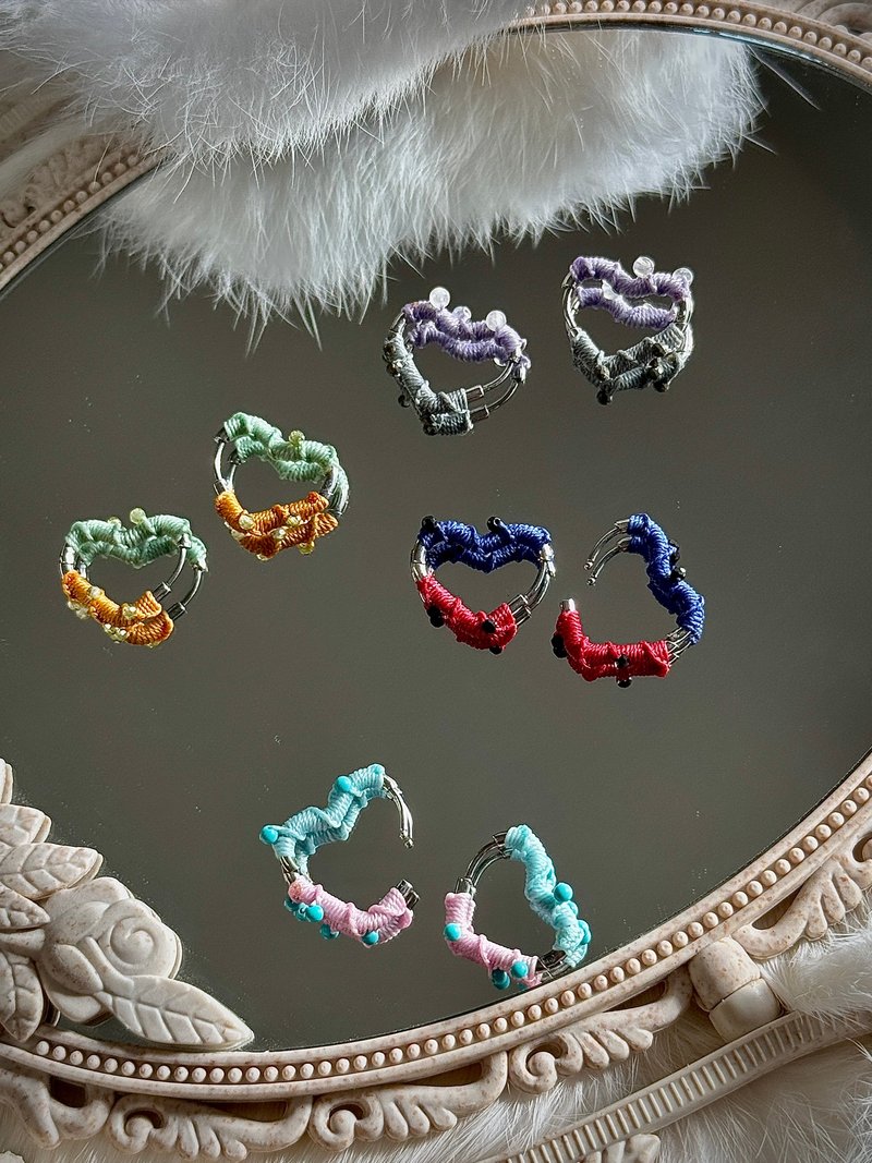 手工編織鈦鋼耳環 - 耳環/耳夾/耳骨夾 - 其他金屬 多色