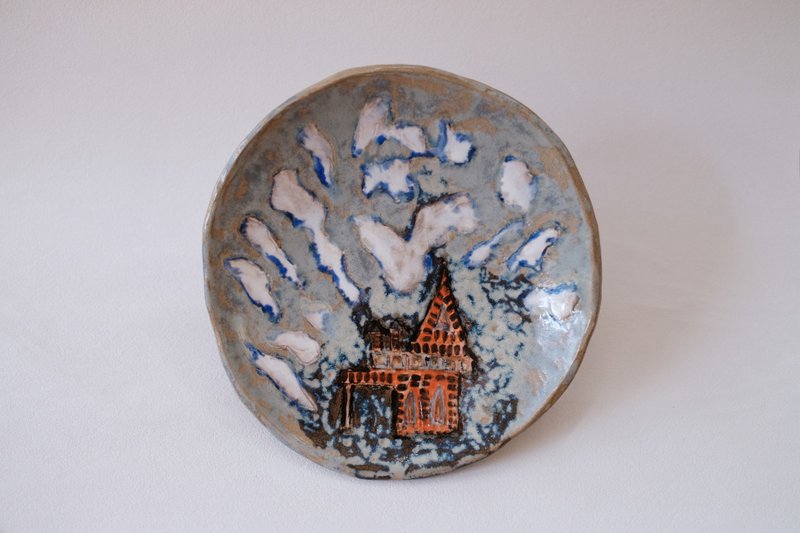 【教堂・雲】盤子 - 盤子/餐盤/盤架 - 陶 多色