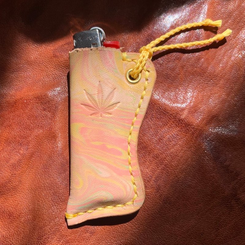 -Weed- マーブリングBicライターカバー - 其他 - 真皮 黃色