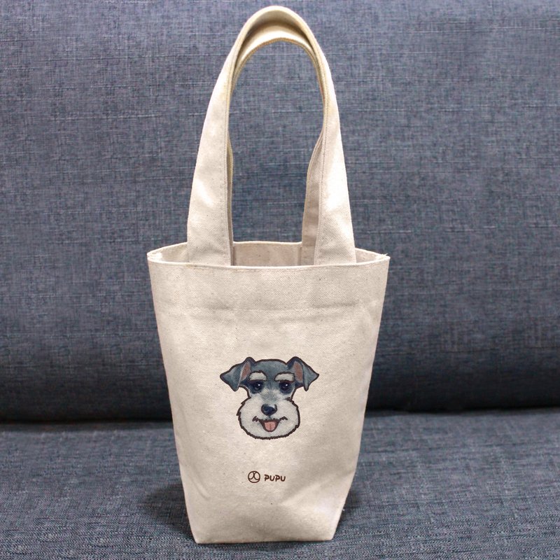 Grey Schnauzer - Big Head - Taiwan Cotton Sack - Wenchuang Shiba Inu - Eco-Beverage Bag - Fly Planet