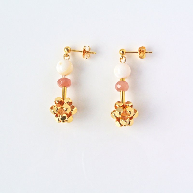 Simple system. Sun stone geometric three-dimensional earrings