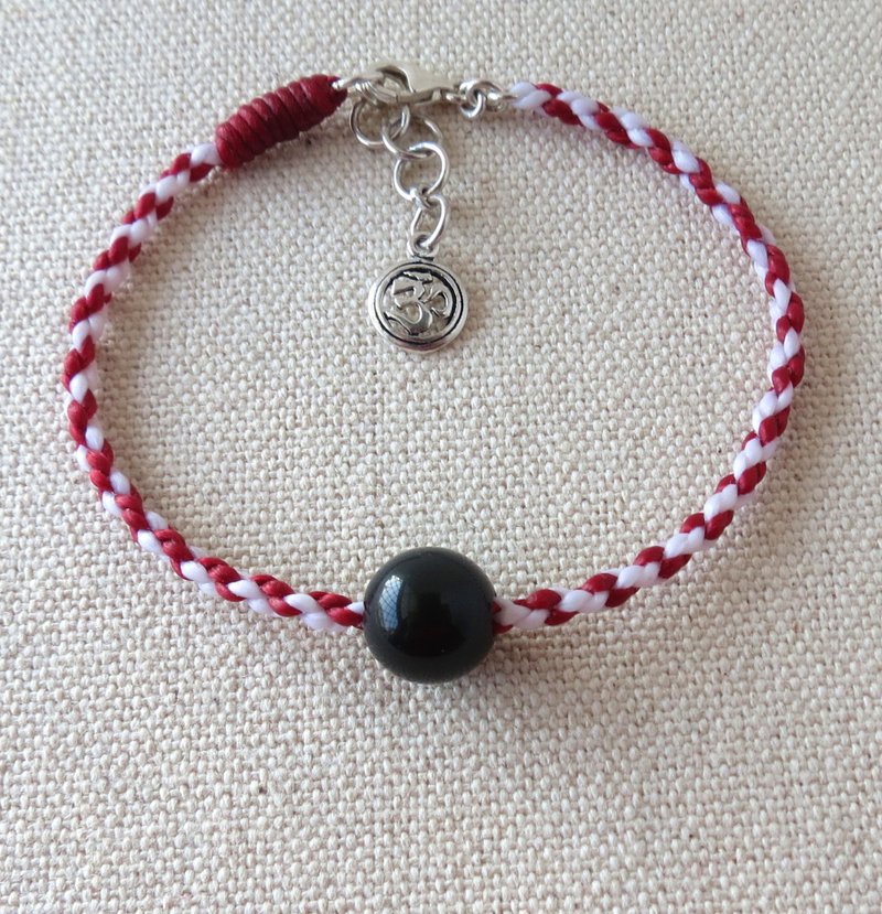 Sterling Silver***Lucky Stone Black Rock Silk Wax Bracelet*** Four Shares ~ Anti-Small
