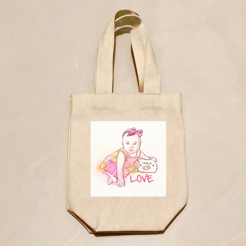 Customized character comic style can add name Canvas green beverage bag Tanabata gift / Christmas gift / exchange gift / Mother's Day / graduation gift / Valentine's Day gift / wedding gift / exclusive custom / birthday gift / wedding small objects