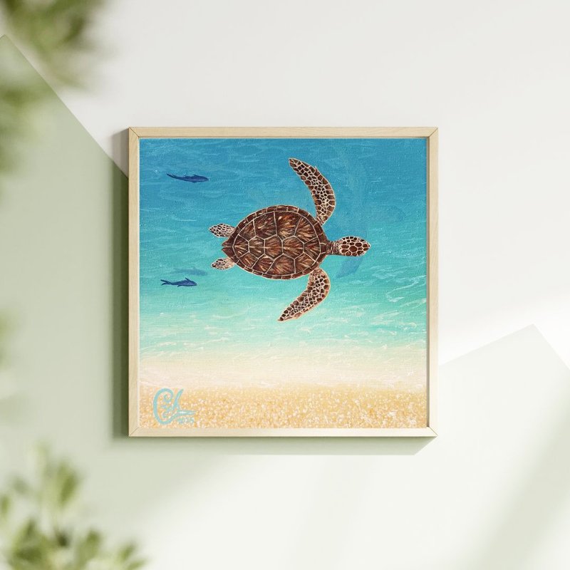 和我一起 迷你海龜6  With Me Mini Sea Turtle 6 - 似顏繪/客製畫 - 棉.麻 多色