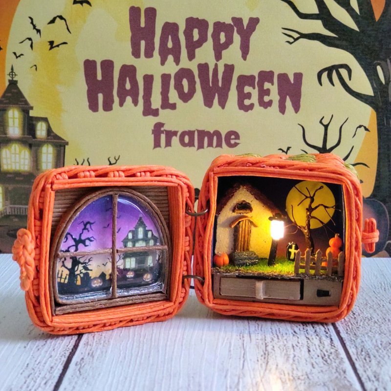 ミニチュア ハロウィン ミニチュアハウス ジオラマ ledライト付き - 擺飾/家飾品 - 其他材質 橘色