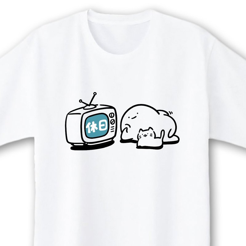 休日【ホワイト】ekot Tシャツ イラスト-店長 里一磨
