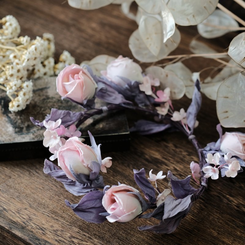 玫瑰花苞小花環 - 染色布花花環 - 擺飾/家飾品 - 棉.麻 多色