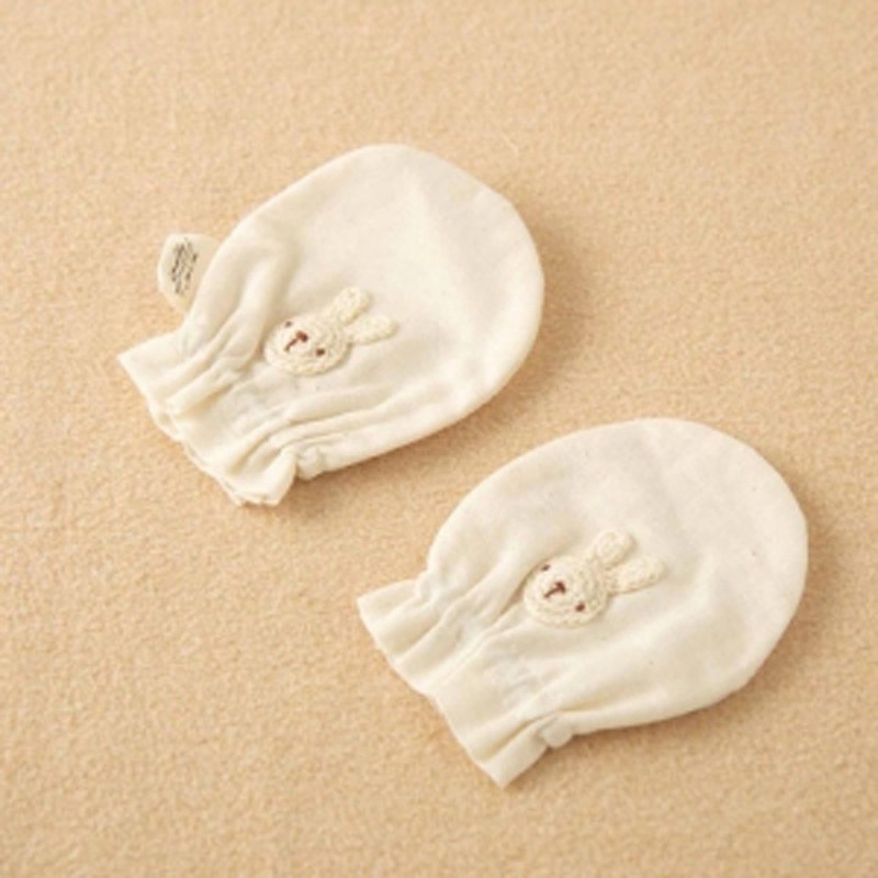 【Amorosa Mamma有機棉】嬰兒棉紗手套 ( 兔子刺繡 )