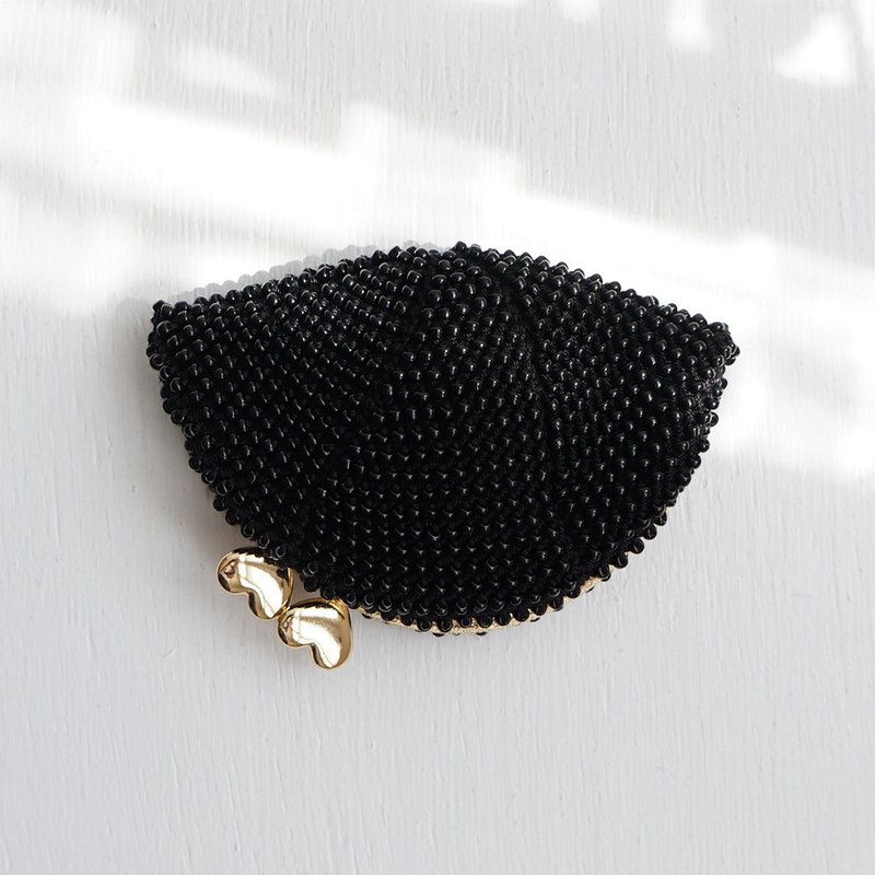 Ba-ba handmade Beads crochet pouch No.1510 - 化妝包/收納袋 - 其他材質 黑色
