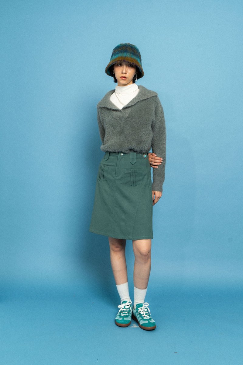 綠色復古裙 Green Vintage cut skirt - 裙子/長裙 - 其他材質 綠色