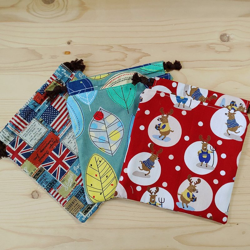 束口袋(大)/化妝雜物袋/防塵袋 - 化妝包/收納袋 - 棉.麻 橘色