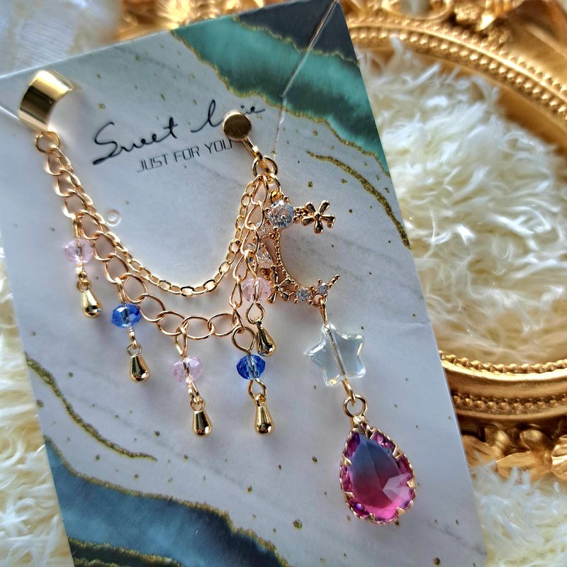 原創耳骨夾耳環-星河欲墜時_薄暮 - 耳環/耳夾/耳骨夾 - 其他金屬 藍色