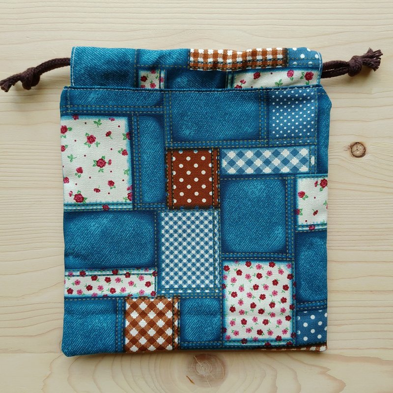 Floral plaid denim harness pocket (large)