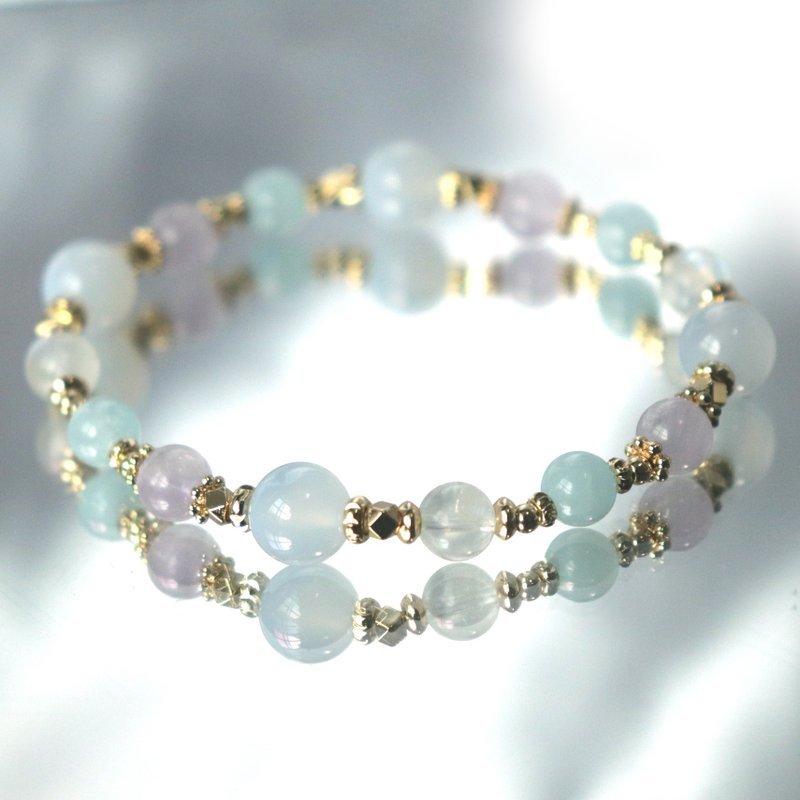 藍玉髓-海藍寶-月光石-薰衣草紫水晶-療癒-舒壓-水晶手鍊 - 手鍊/手環 - 水晶 多色