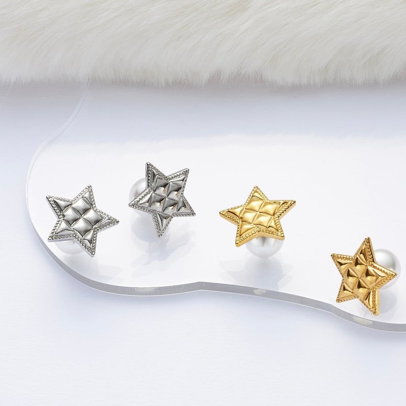 Earrings Quilt -LATUA STELLA- - 耳環/耳夾/耳骨夾 - 其他金屬 金色