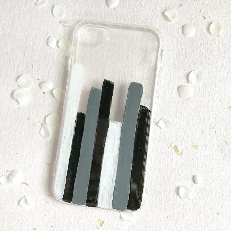 Black-and-white lines hand-painted acrylic mobile phone shell drop resistant shell