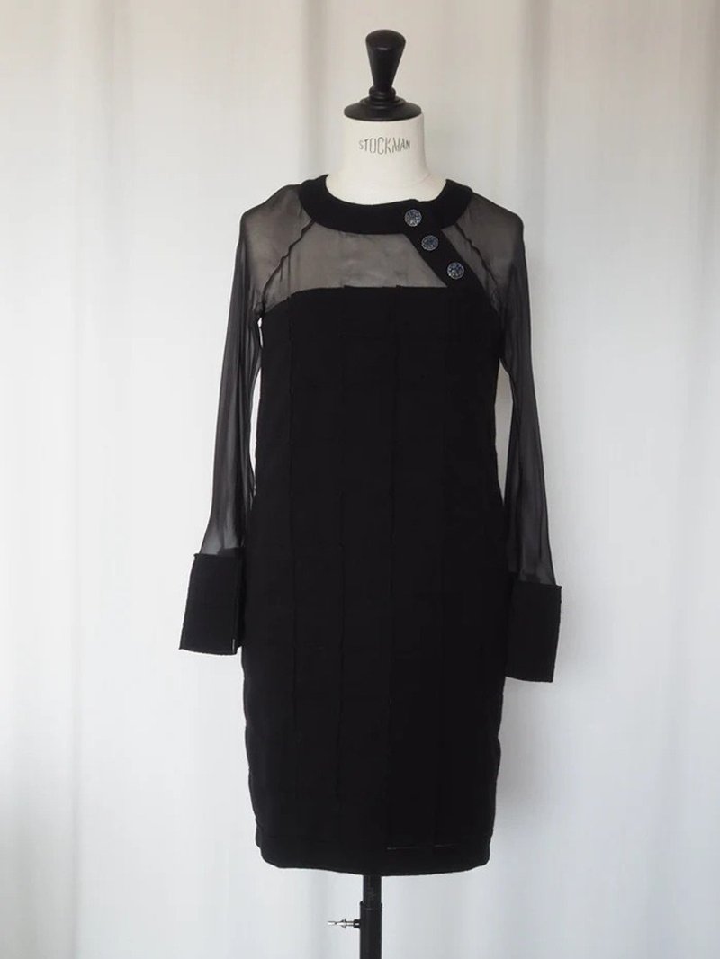 CHANEL Sheer Panel Dress シャネル シアー パネル ドレス ブラック ヴィンテージ - 禮服/小禮服 - 羊毛 黑色