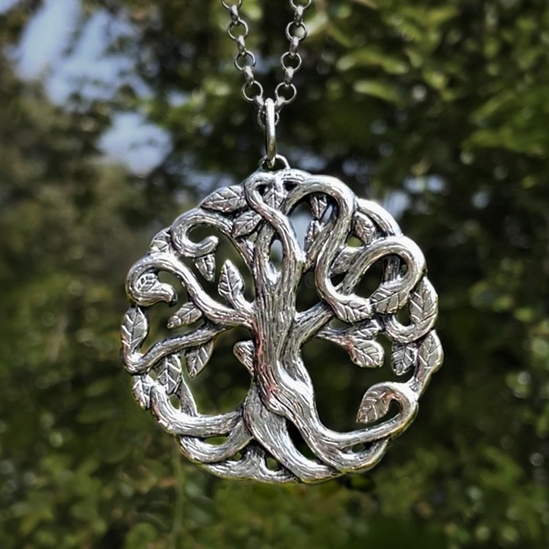 純銀生命之樹 / 原創手工蠟雕製作 / 含粗925銀鍊 - 項鍊 - 純銀 銀色