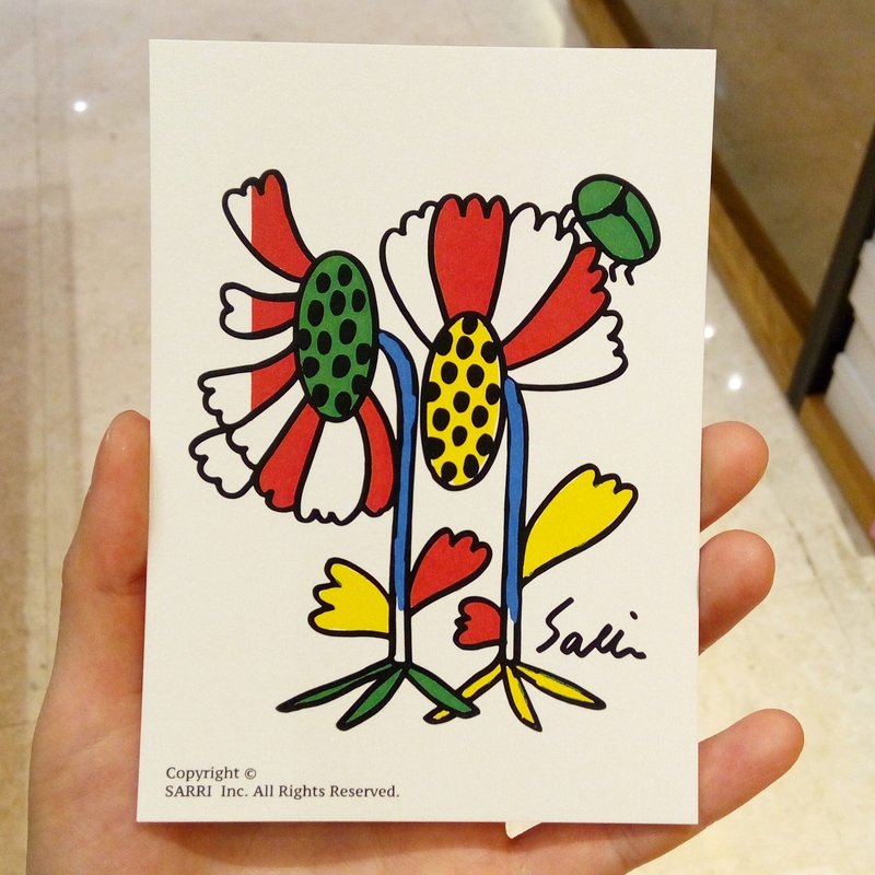 "Dung Beetles on Flowers" (Can make A3-size posters) Birthday Card Design Coloring Illustration Drawings Cards Universal Cards Art Fine Arts Modern Lovers Love Special Interesting Weird Features Weird Cute Taiwan Yellow Fun Funny Eye-catching Tid