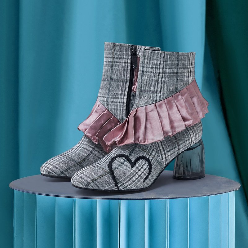 | HOA | Small round toe pleated lace booties | Grey | 4158 |