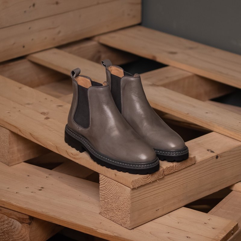 馬丁雀爾喜_迷霧灰 不分男女 情侶鞋 35~47 大尺碼 - 女短靴/中筒靴 - 真皮 灰色