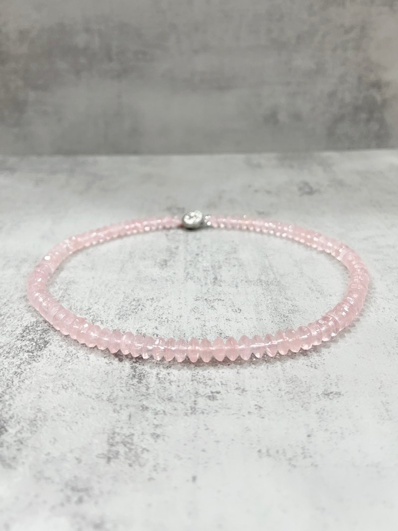 粉色水晶項鍊 天然粉色水晶 串珠項鍊 切面 天然水晶 90顆粉晶 - 項鍊 - 水晶