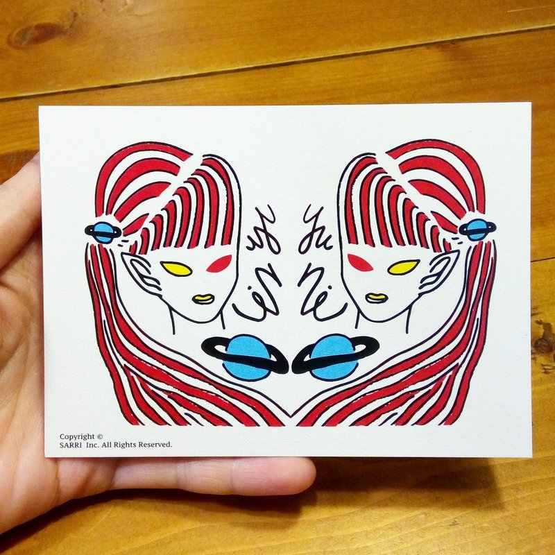 Twins Copy People (A3 size posters can be made) Birthday Card Design Coloring Illustrator Drawing Card Universal Card Art Love Special Funny Strange Character Strange Cute Taiwan Playable