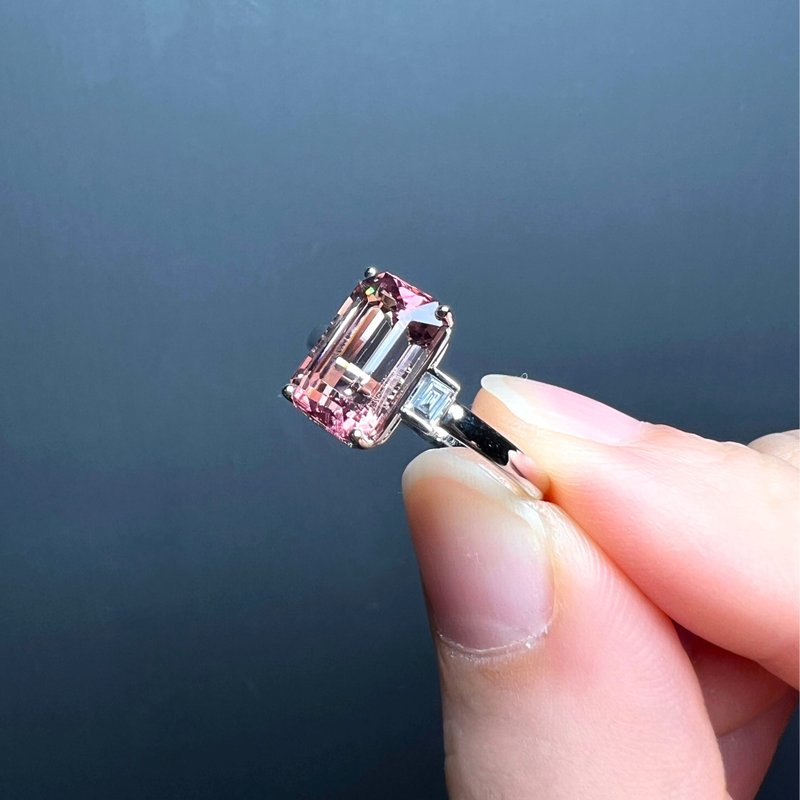 The Fusion - 天然乾燥玫粉紅漸變雙色碧璽(2.84ct) 18k白金鑽戒 - 戒指 - 貴金屬 銀色