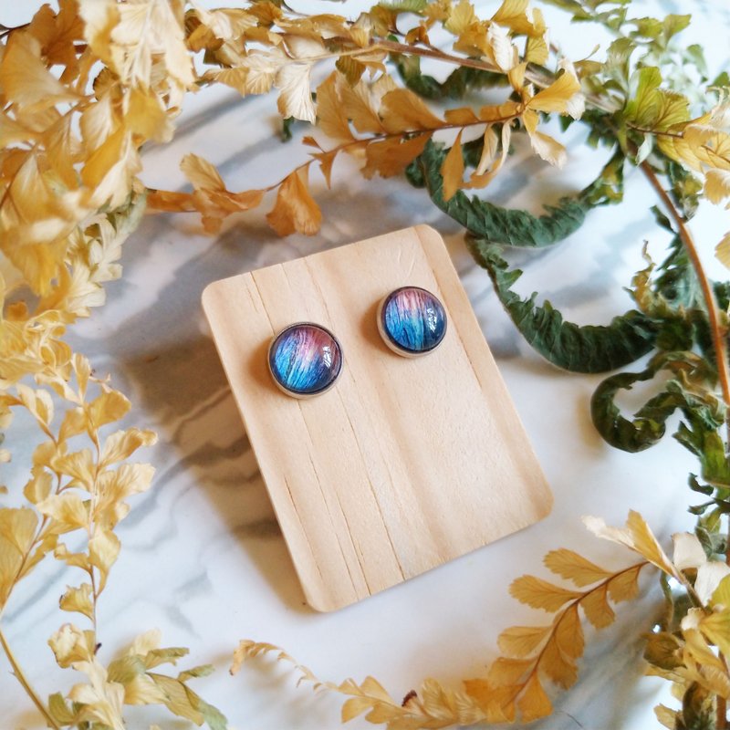 Bark cloth ear needle _ light pink blue
