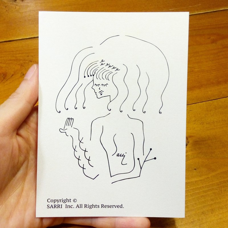 Line female (can make A3 size posters) Birthday Card Design Coloring Illustrator Picture Card Universal Card Art Love Special Funny Strange Character Strange Cute Taiwan Playable