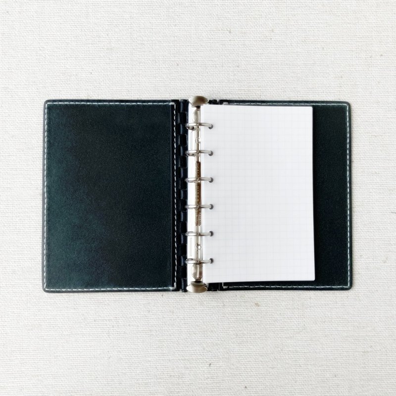 Pocket (ミニ6穴) Organisers レザー蝶番のシステム手帳 Navy - 筆記本/手帳 - 真皮 藍色