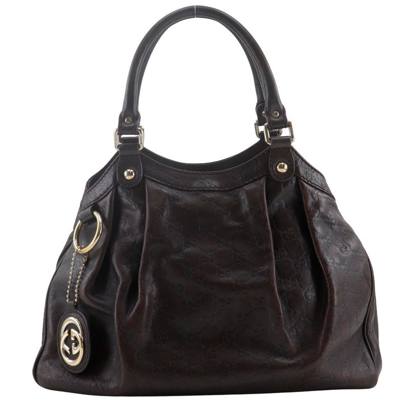 【日本直送】グッチ GUCCI スーキー トートバッグ GG 211944 シマレザー 茶 レディース【中古】 - 手提包/手提袋 - 真皮 黑色