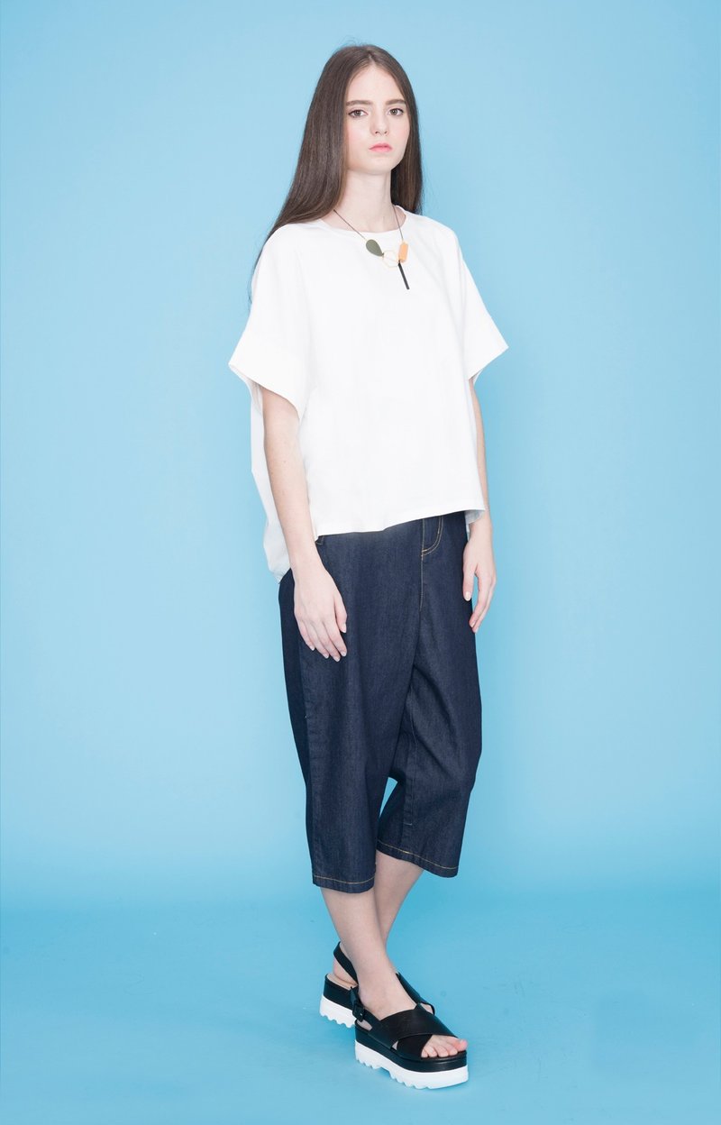 HANA cropped denim wide pants