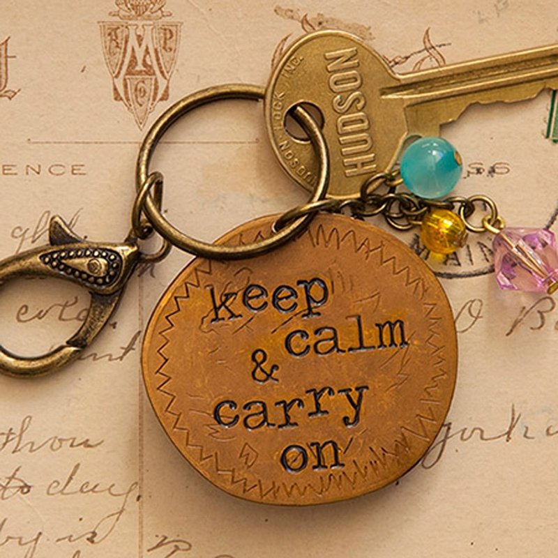 Copper key ring - keep calm & carry on