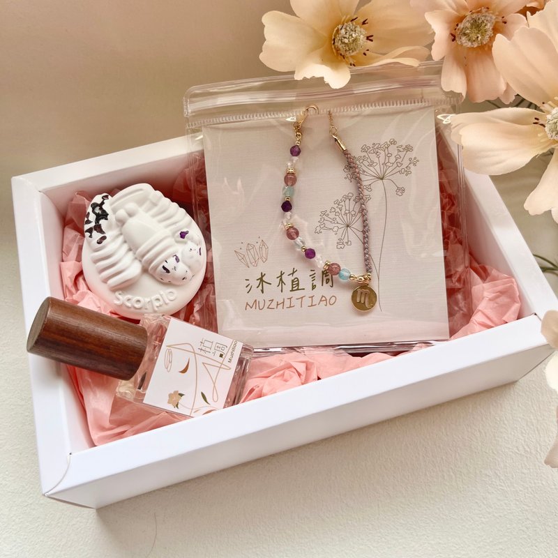 沐植調 潛光序曲 天蠍座晶礦手串香氛禮盒 - 手鍊/手環 - 水晶