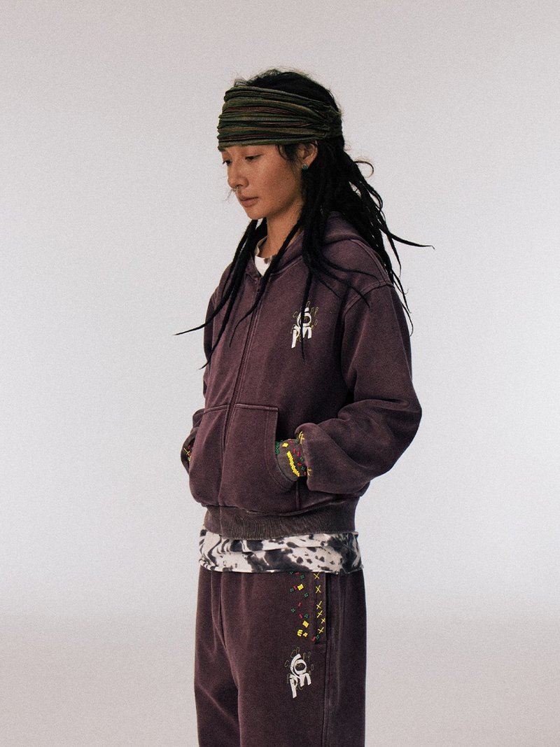 日系復古 / 牙買加釘珠衛衣 / 炒鹽 - 帽T/大學T - 其他材質 紅色