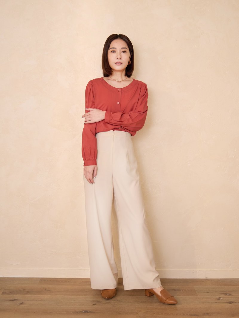 PINKOI ONLY 慢慢隱形寬褲-散策 - 女長褲 - 其他人造纖維 白色