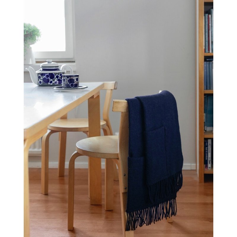 UNI羊毛口袋披肩 (暗夜藍) - 圍巾/披肩 - 羊毛 藍色